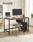 Computer Desk – Wood and Metal – Rustic Brown – With Shelves for Versatile Use