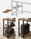 Computer Desk – Wood and Metal – Rustic Brown – With Shelves for Versatile Use