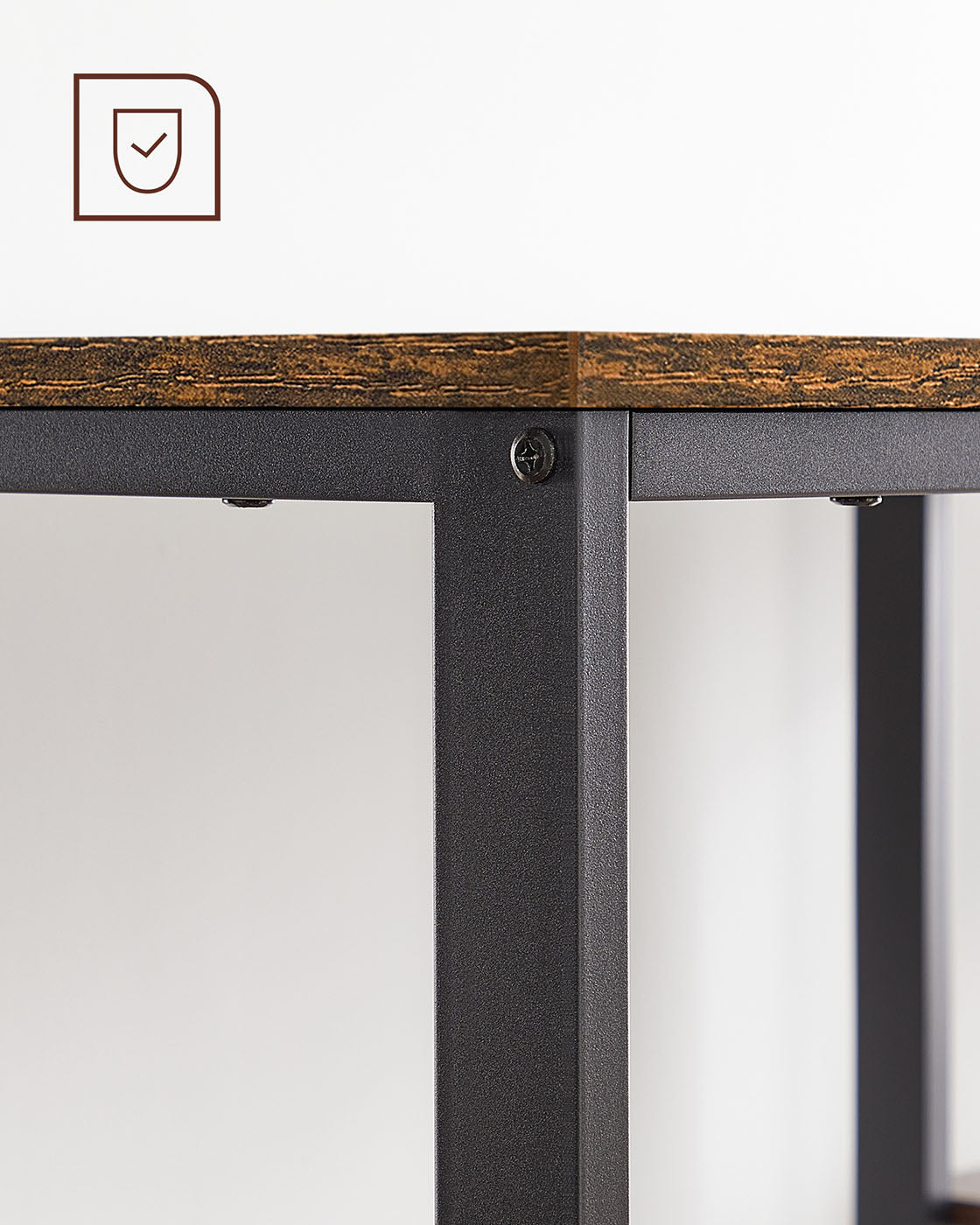 Computer Desk – Wood and Metal – Rustic Brown – With Shelves for Versatile Use
