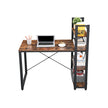 Computer Desk – Wood and Metal – Rustic Brown and Black – 120 cm with Storage Shelves