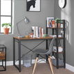 Computer Desk – Wood and Metal – Rustic Brown and Black – 120 cm with Storage Shelves