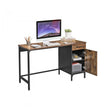 Computer Desk – Metal and Wood – Rustic Brown – Features Drawer and Cabinet