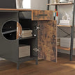 Computer Desk – Metal and Wood – Rustic Brown – Features Drawer and Cabinet