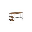 Computer Desk – Steel – Rustic Brown and Black – With 2 Shelves