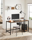 Computer Desk – Steel – Rustic Brown and Black – With 2 Shelves