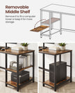 Computer Desk – Steel – Rustic Brown and Black – With 2 Shelves
