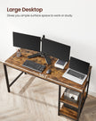Computer Desk – Steel – Rustic Brown and Black – With 2 Shelves
