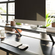 L-Shaped Desk – Wood and Metal – Rustic Brown and Black – Integrated Monitor Stand and Space-Saving Design