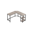 L-Shaped Writing Desk – Wood – Rustic Brown – Space-Saving with Shelf
