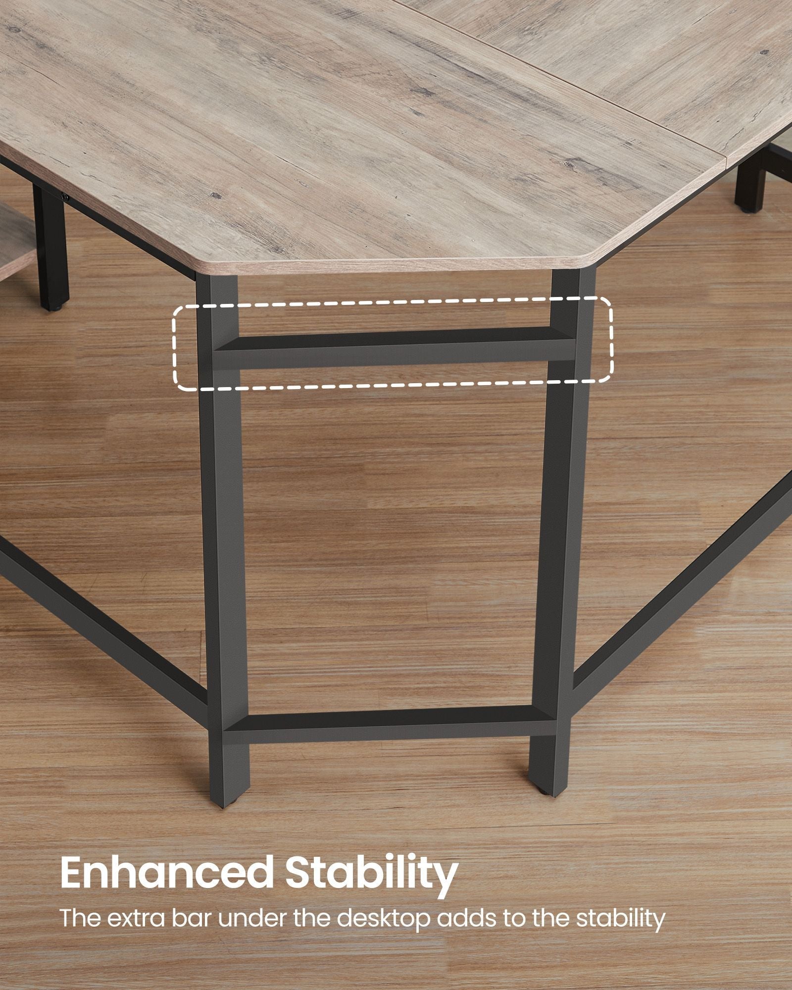 Corner Desk – Wood – Rustic Brown – Space-Saving L-Shaped Workstation with Shelf