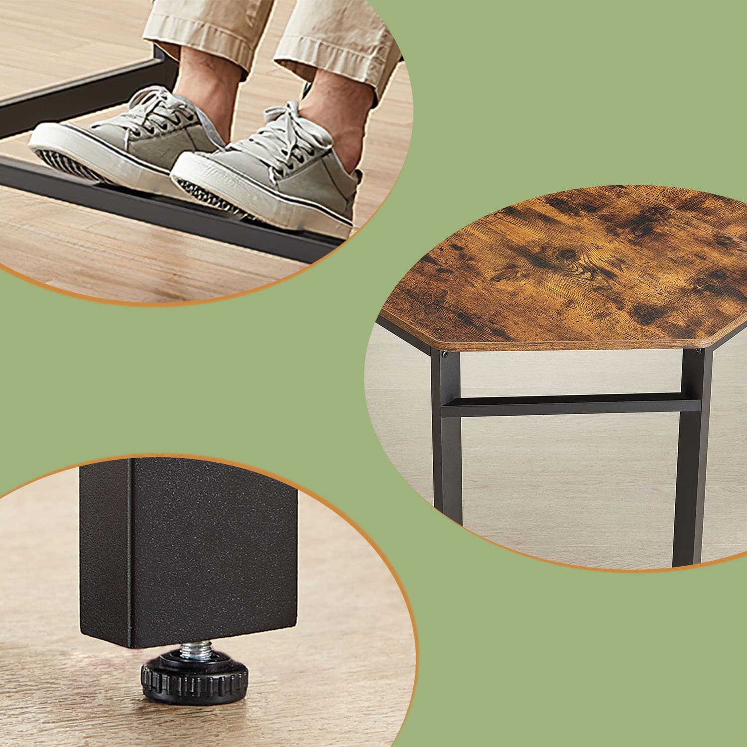 L-Shaped Office Desk – Wood – Brown and Black – Space-Saving Corner Design with 2 Shelves