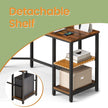 L-Shaped Office Desk – Wood – Brown and Black – Space-Saving Corner Design with 2 Shelves