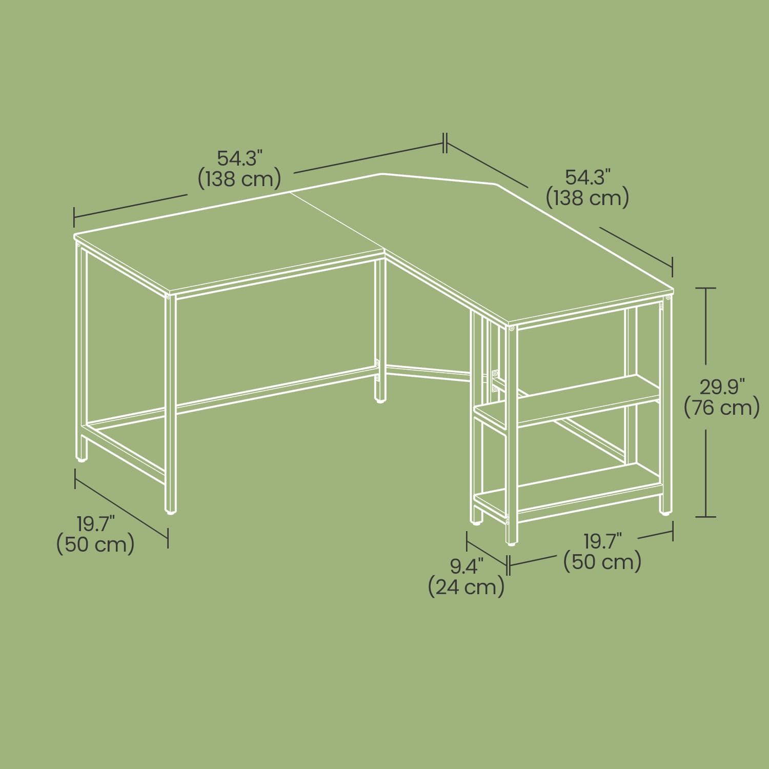 L-Shaped Office Desk – Wood – Brown and Black – Space-Saving Corner Design with 2 Shelves