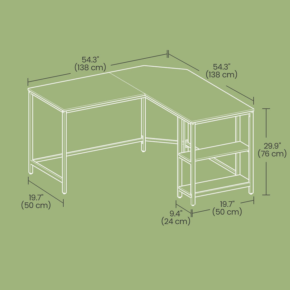 L-Shaped Office Desk – Wood – Brown and Black – Space-Saving Corner Design with 2 Shelves