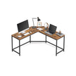 L-Shaped Corner Desk – Wood and Metal – Greige and Black – Space-Saving Industrial Design