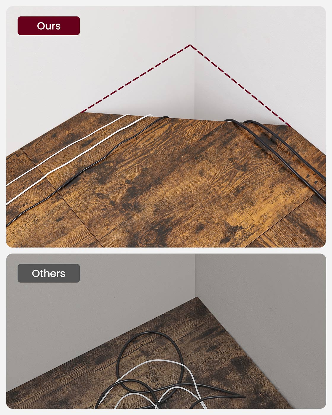 L-Shaped Corner Desk – Wood and Metal – Greige and Black – Space-Saving Industrial Design