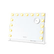 Vanity Makeup Mirror – Matte White – Touch Control, 15 Dimmable LED Bulbs, 3 Colour Temperatures, Detachable 10X Magnifying Mirror