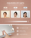 Vanity Makeup Mirror – Matte White – Touch Control, 15 Dimmable LED Bulbs, 3 Colour Temperatures, Detachable 10X Magnifying Mirror