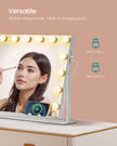 Vanity Makeup Mirror – Matte White – Touch Control, 15 Dimmable LED Bulbs, 3 Colour Temperatures, Detachable 10X Magnifying Mirror