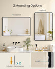 Wall Mounted Rectangular Mirror – Aluminium – Ink Black – Safety Film with Two Mounting Options