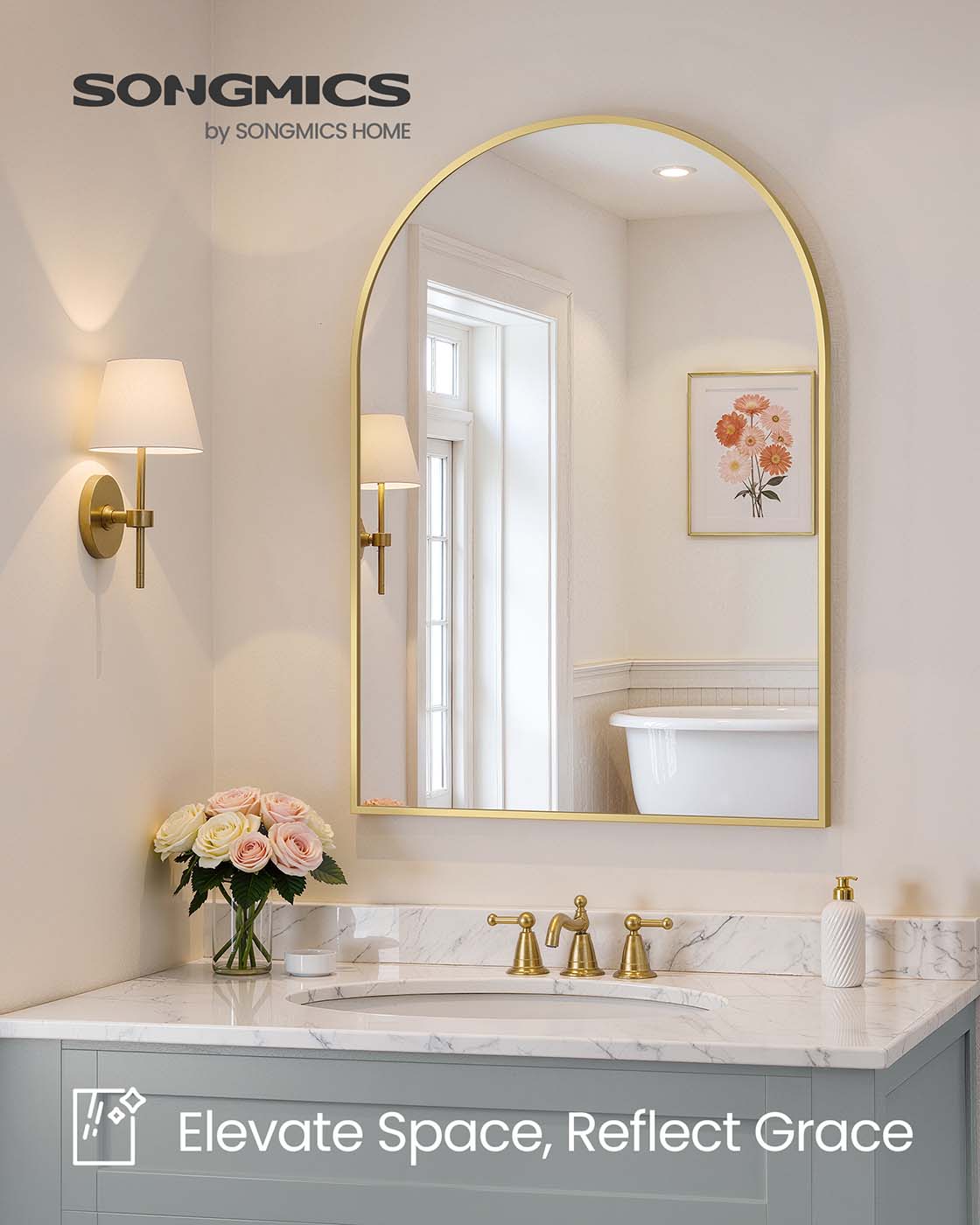 Arched Wall Mirror – Aluminium – Ink Black – Safety Film, Easy Installation