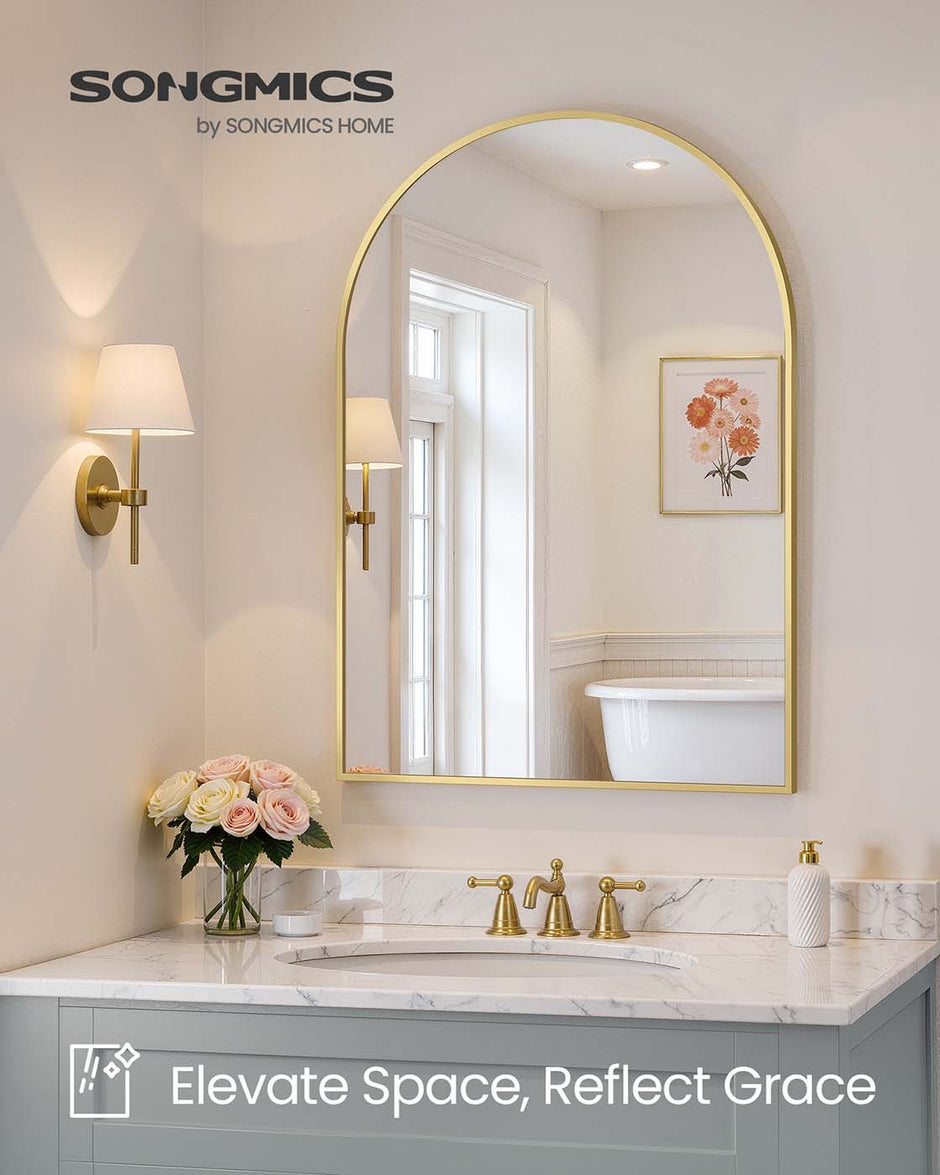 Arched Wall Mirror – Aluminium – Ink Black – Safety Film, Easy Installation