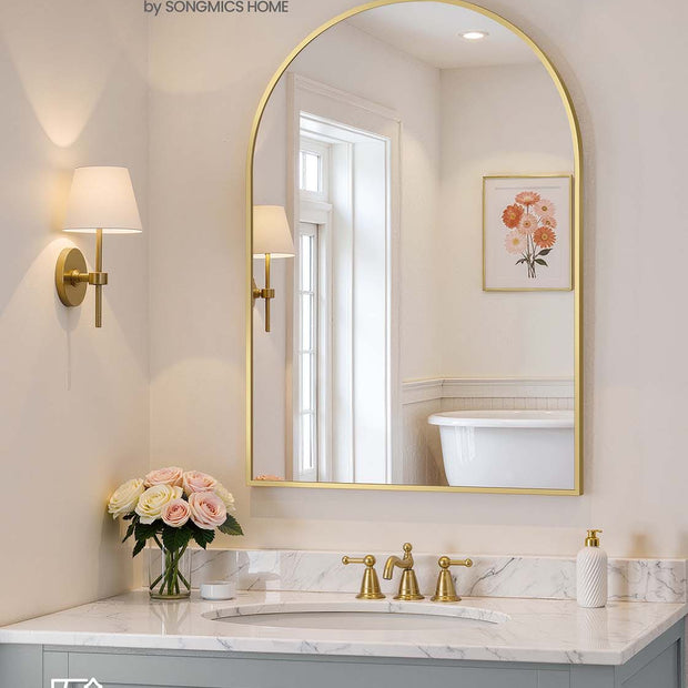 Arched Wall Mirror – Aluminium – Ink Black – Safety Film, Easy Installation