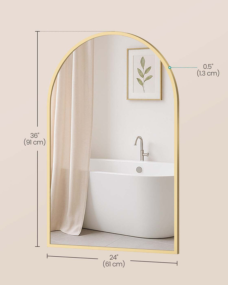 Arched Wall Mirror – Aluminium – Ink Black – Safety Film, Easy Installation