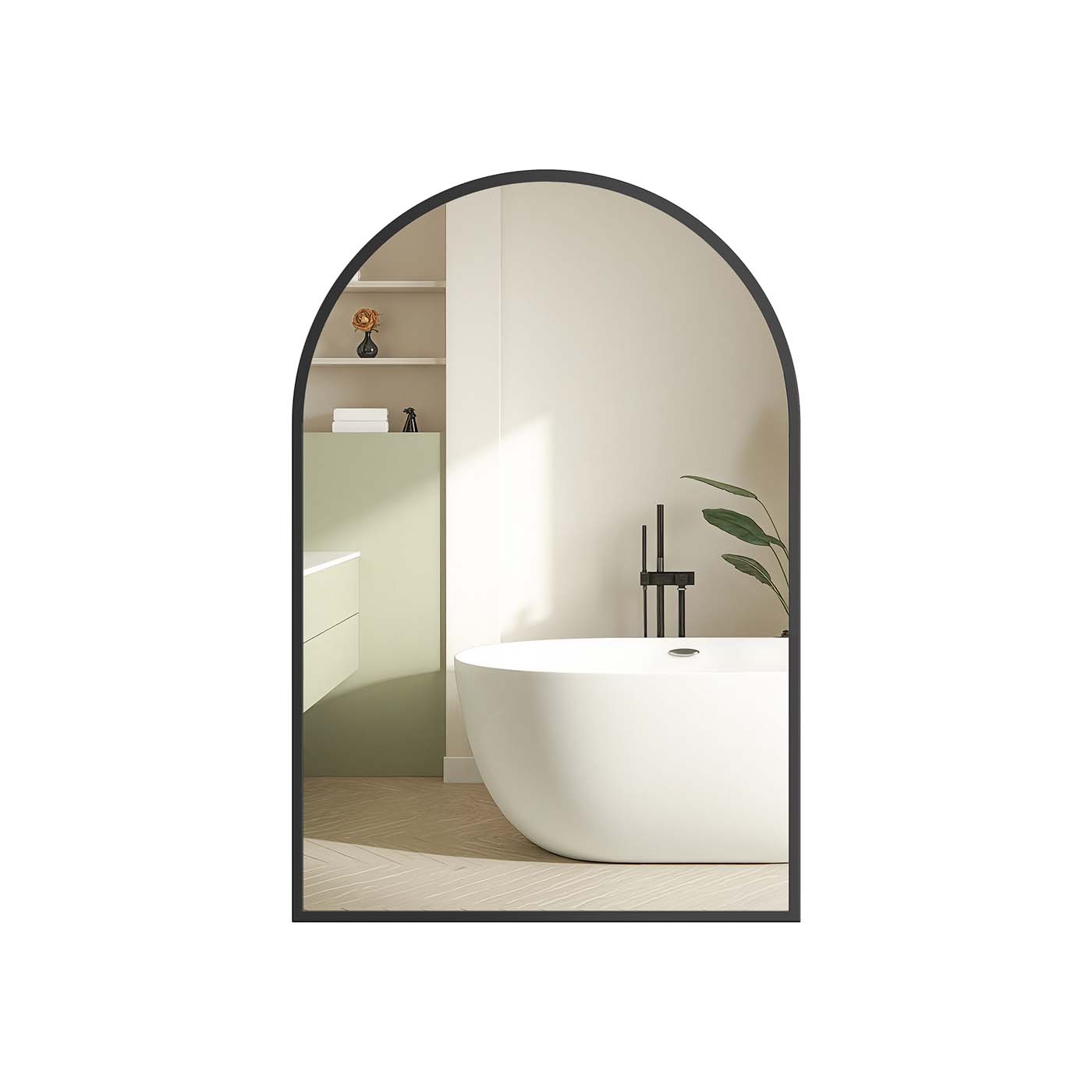 Arched Wall Mirror – Aluminium – Ink Black – Safety Film, Easy Installation