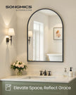 Arched Wall Mirror – Aluminium – Ink Black – Safety Film, Easy Installation
