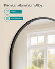 Arched Wall Mirror – Aluminium – Ink Black – Safety Film, Easy Installation