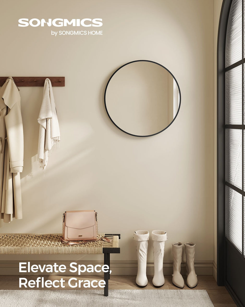 Round Wall Mirror – Metal – 50 cm – Easy to Install, Modern Design