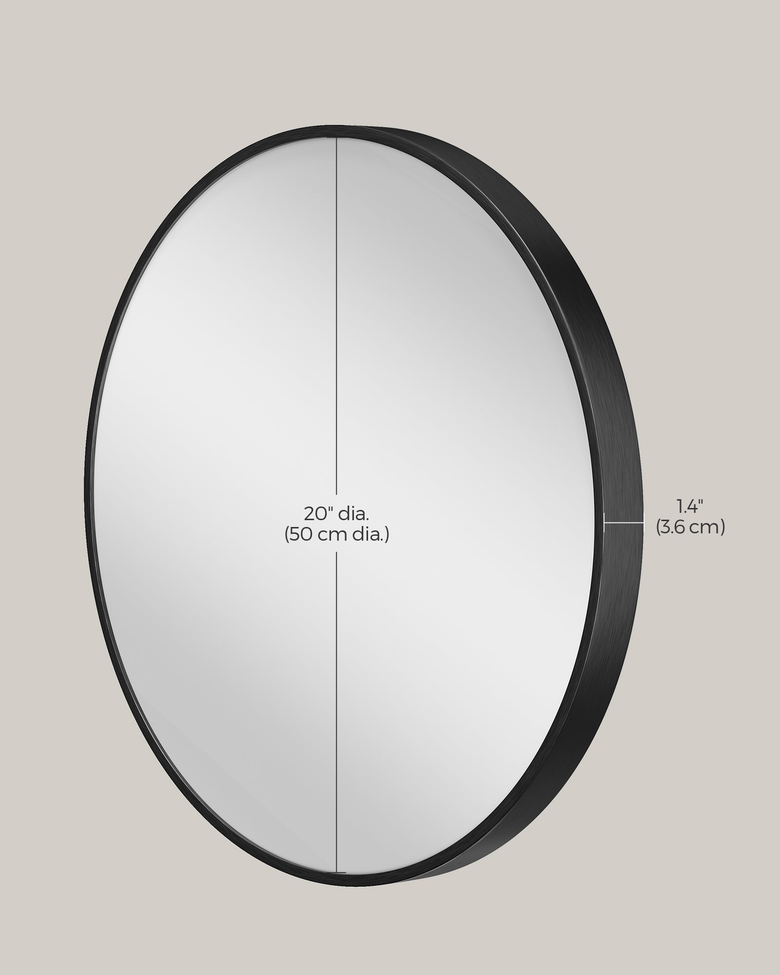 Round Wall Mirror – Metal – 50 cm – Easy to Install, Modern Design