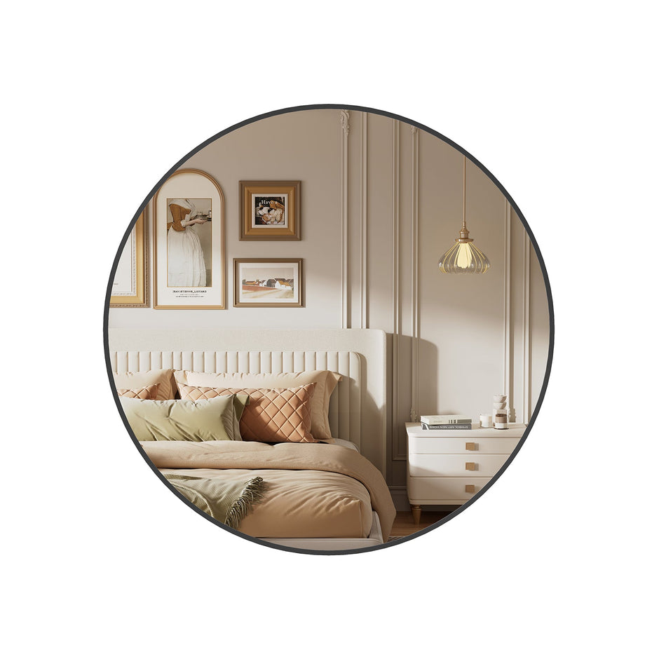 Round Wall Mirror – Metal – 76 cm – Modern Design, Easy to Install