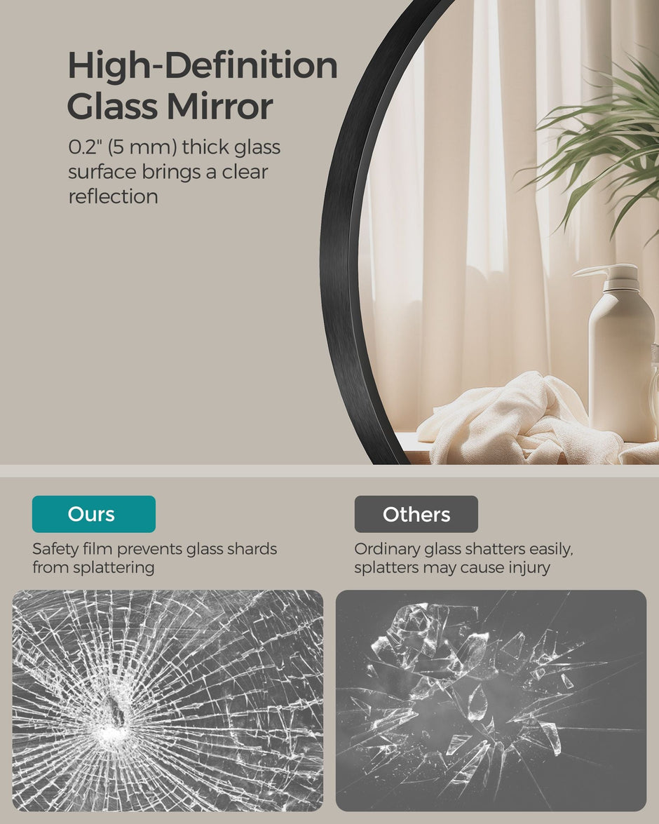 Round Wall Mirror – Metal – 76 cm – Modern Design, Easy to Install