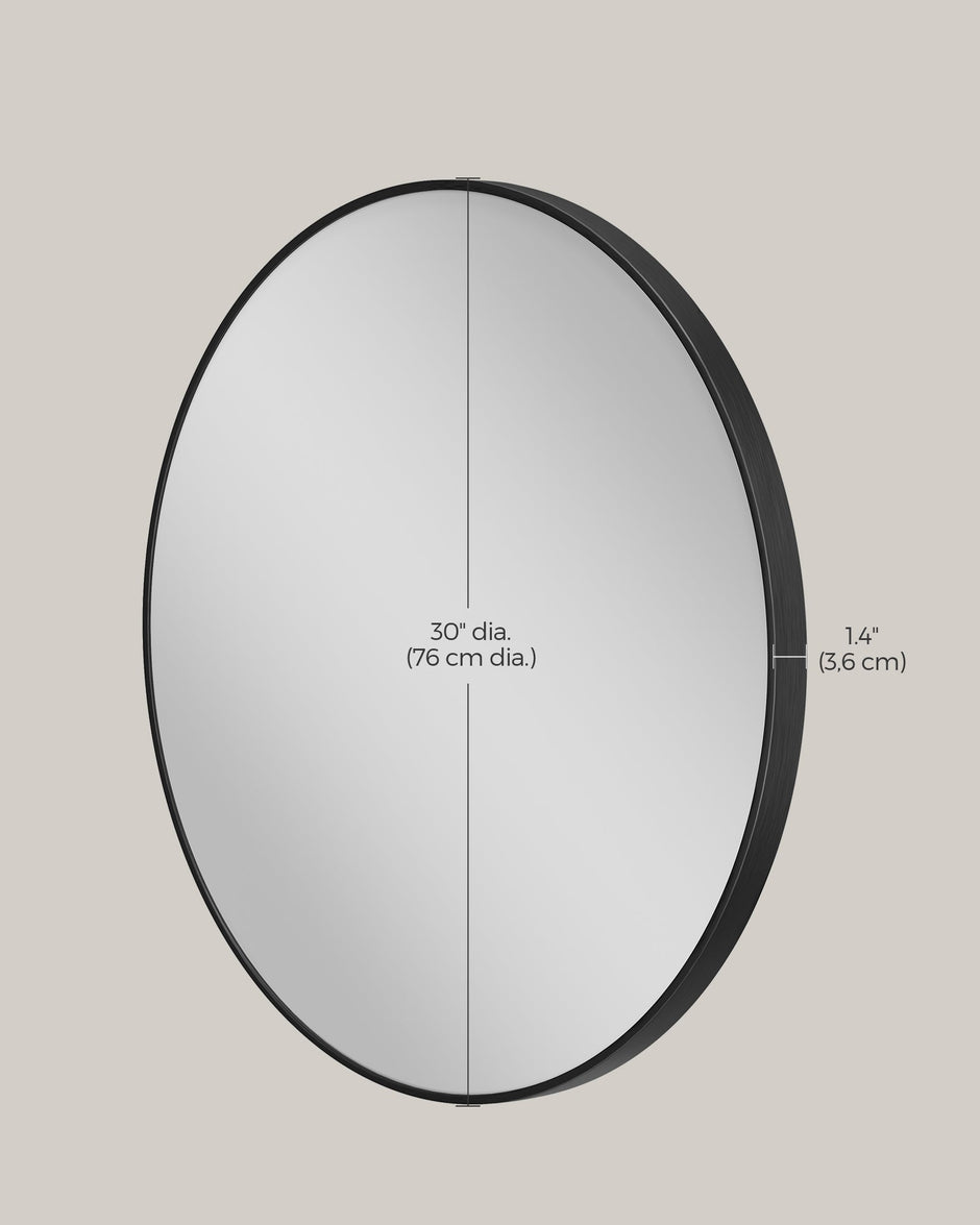 Round Wall Mirror – Metal – 76 cm – Modern Design, Easy to Install