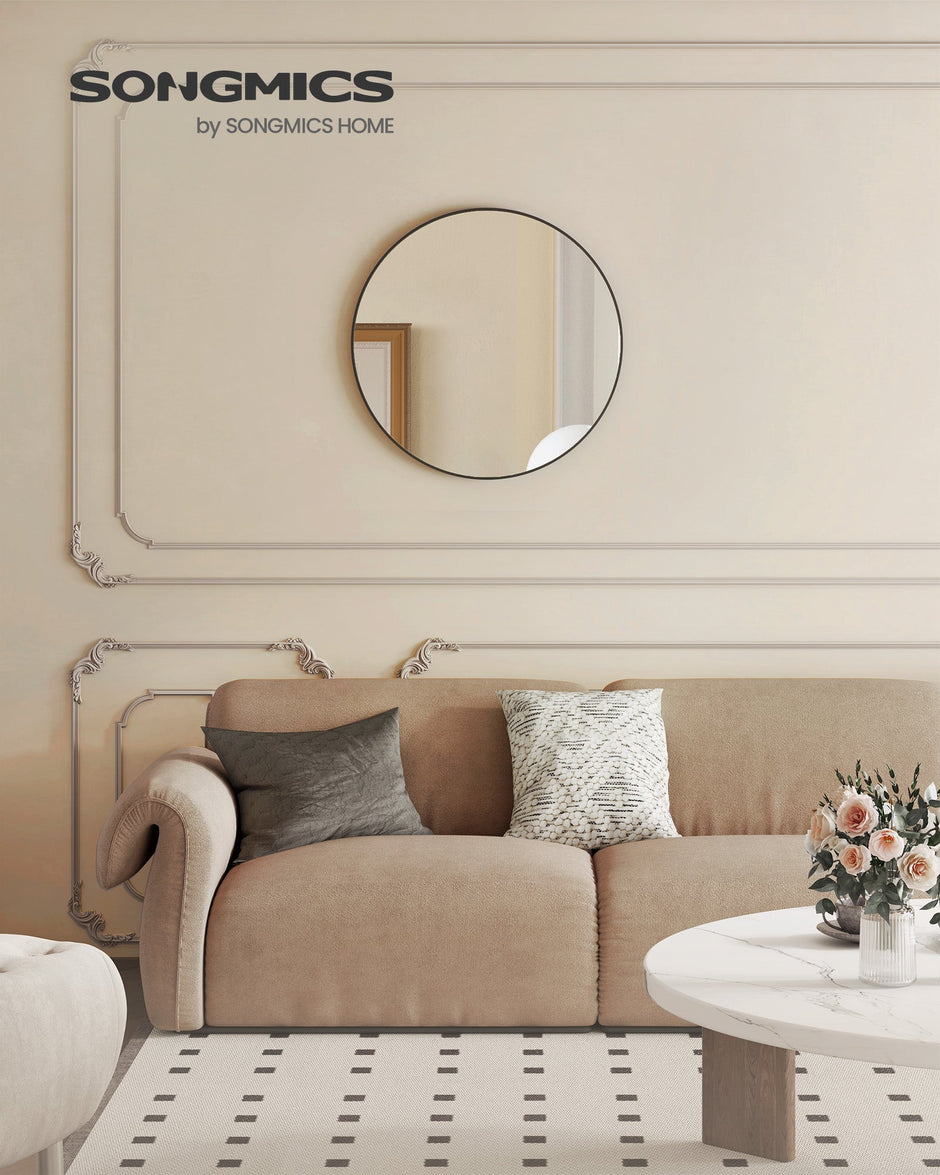 Round Wall Mirror – Metal – 76 cm – Modern Design, Easy to Install