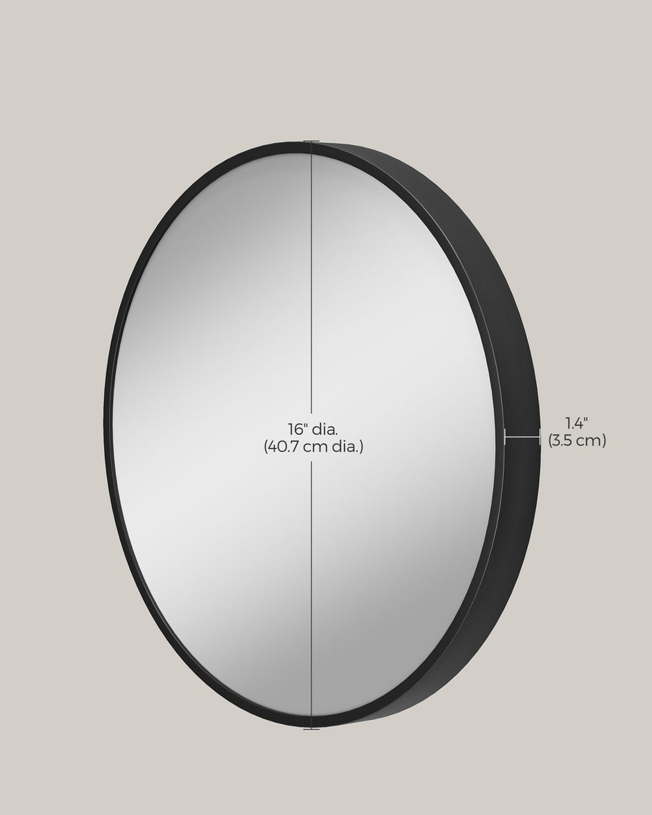 Round Wall Mirror – Metal – 40.7 cm – Easy to Install, Modern Design