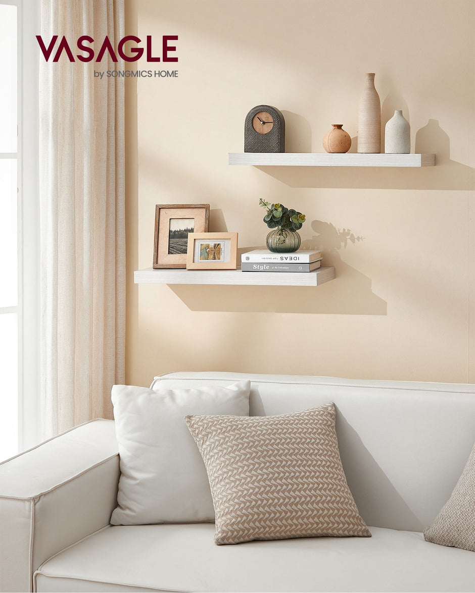 Floating Wall Shelf – Engineered Wood – Maple White – Versatile Display for Décor and Picture Frames