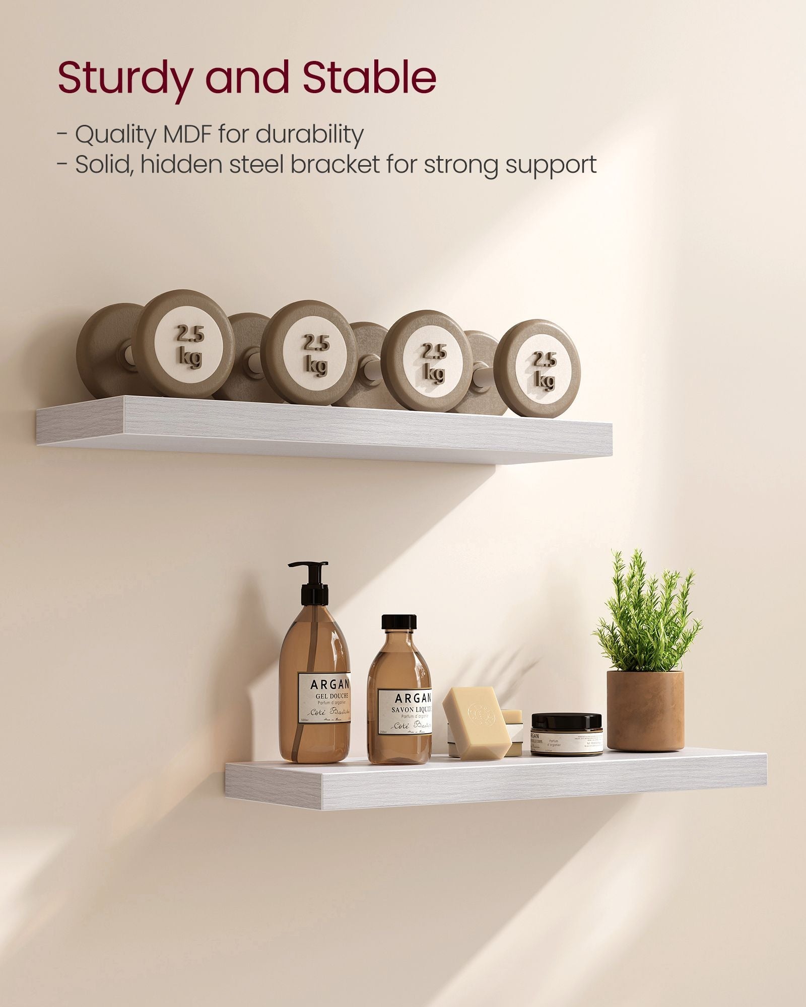 Floating Wall Shelf – Engineered Wood – Maple White – Versatile Display for Décor and Picture Frames