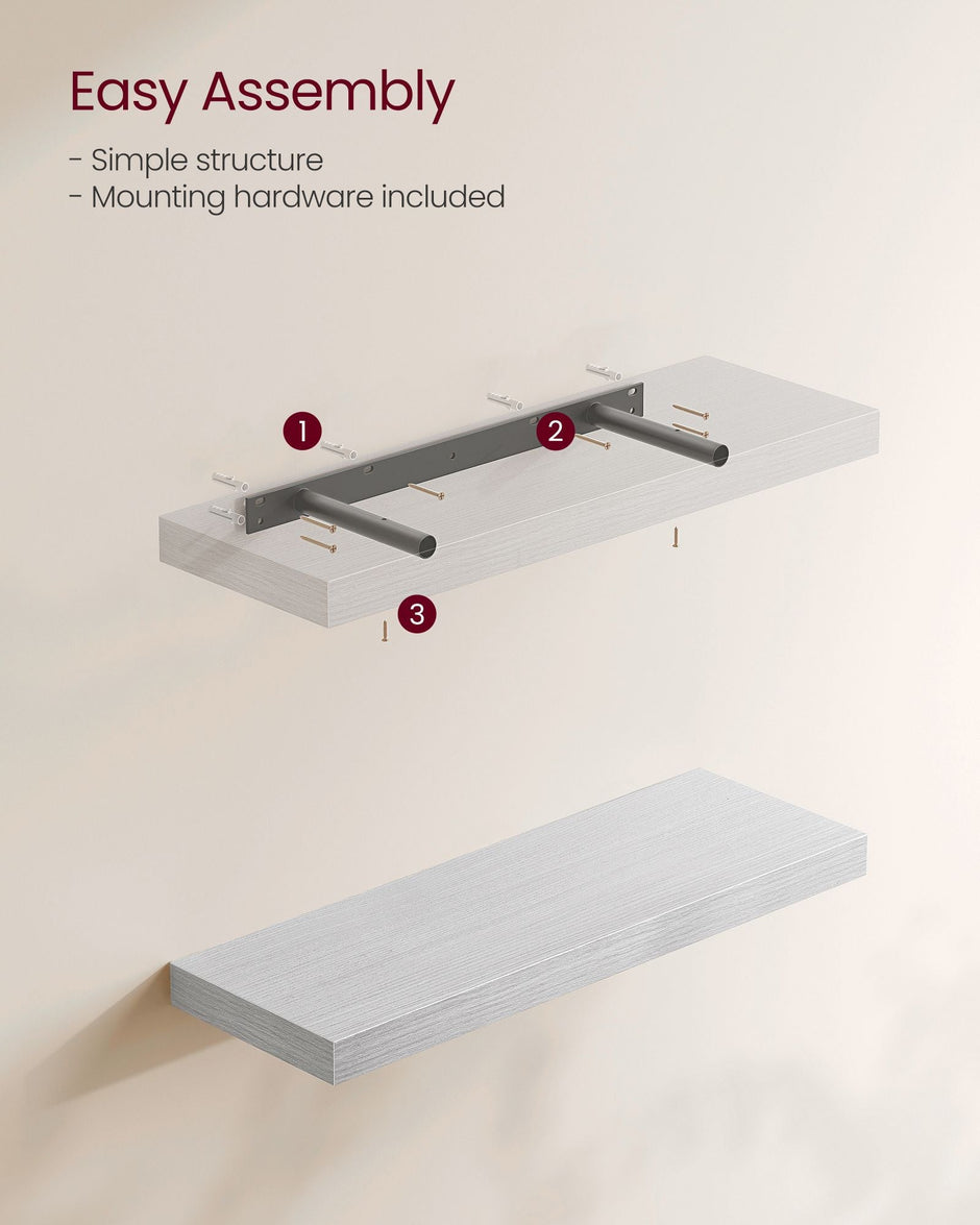 Floating Wall Shelf – Engineered Wood – Maple White – Versatile Display for Décor and Picture Frames
