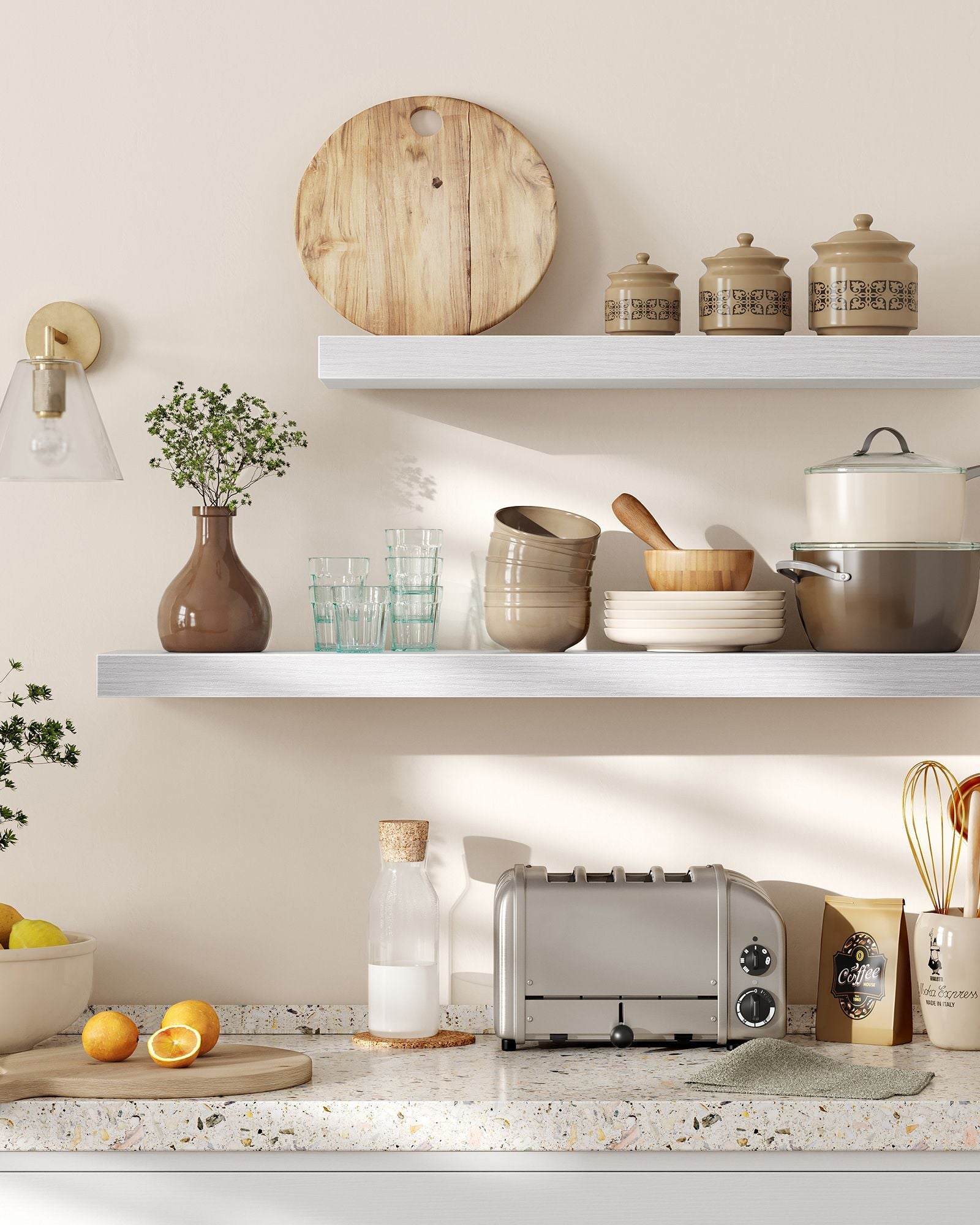 Floating Wall Shelf – Wood – Maple White – Versatile Display for Home Decor