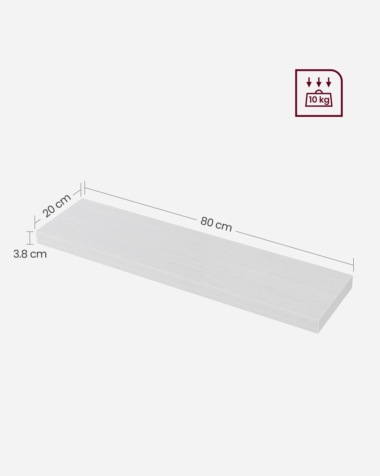 Floating Wall Shelf – Wood – Maple White – Versatile Display for Home Decor