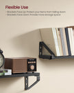 Set of 3 Floating Wall Shelves – Wood and Metal – Ink Black and Matte Black – Dual Mounting Options