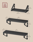 Set of 3 Floating Wall Shelves – Wood and Metal – Ink Black and Matte Black – Dual Mounting Options