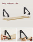 Set of 3 Floating Wall Shelves – Wood and Metal – Golden Oak and Matte Black – Dual Mounting Options