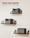 Set of 3 Wall Mounted Floating Shelves – Wood and Metal – Rustic Brown and Matte Black – Versatile 2 Mounting Options