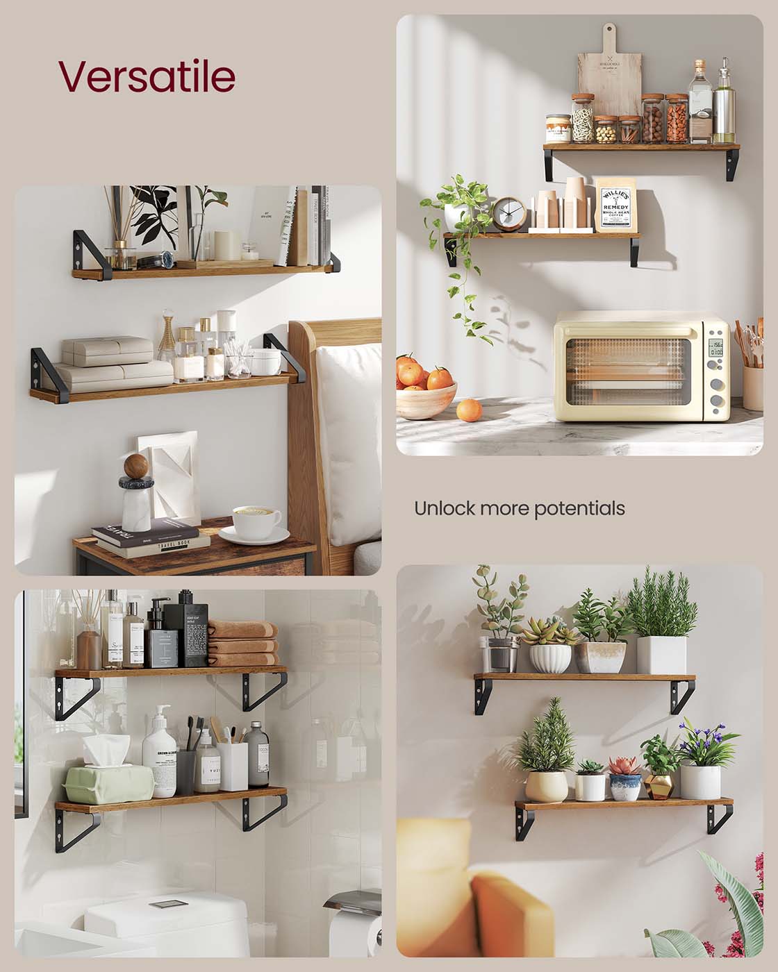 Set of 2 Floating Shelves – Engineered Wood – Matte White – Front Edges Design