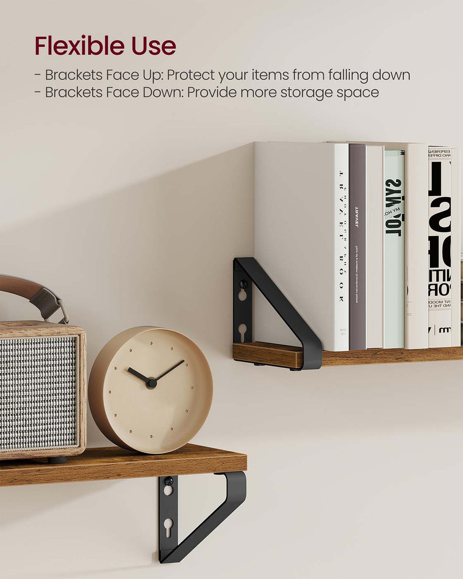 Set of 2 Floating Shelves – Engineered Wood – Matte White – Front Edges Design