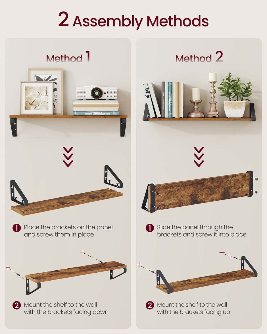 Set of 2 Floating Shelves – Engineered Wood – Matte White – Front Edges Design